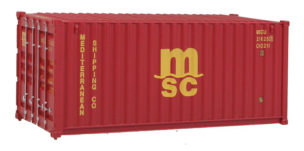 Walthers SceneMaster HO 20' Corrugated Container - Mediterranean Shipping Co. (MSC) (red)