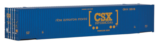 Walthers SceneMaster HO 53' Singamas Corrugated Side Container - CSX Transportation (blue yellow; Boxcar Logo)