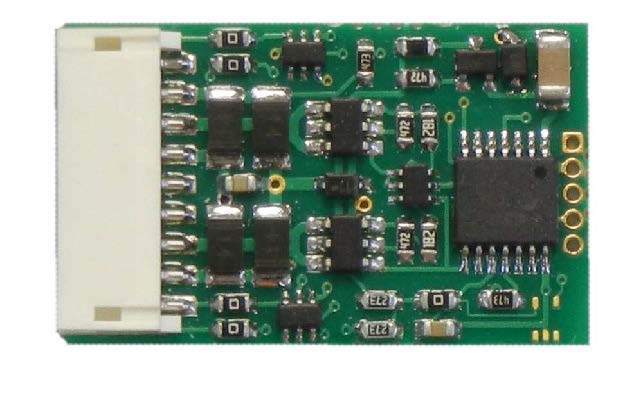 NCE D13J 4-Function DCC Control Decoder w/9-Pin DCC Plug - Single: 1.03 x .63 x .185  26 x 16.5 x 4.7mm