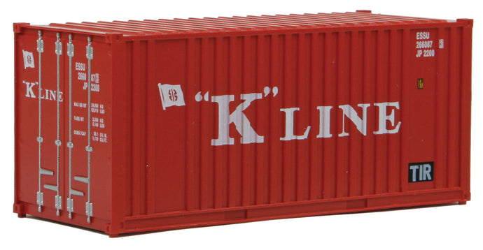 Walthers SceneMaster HO 20' Container w/Flat Panel - Assembled - K-Line (red white)