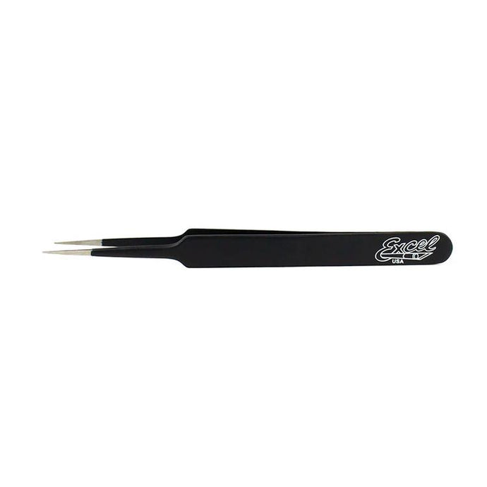 Excel Straight Fine Point Tweezers - Black