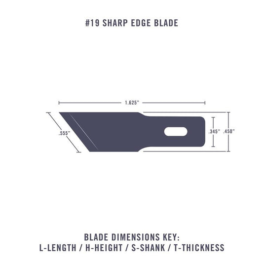 Excel Medium & Heavy Duty Replacement Blades (Fit K2 K5 & K6 Handles) - #19 Sharp Edge Angled pkg(5) Carded