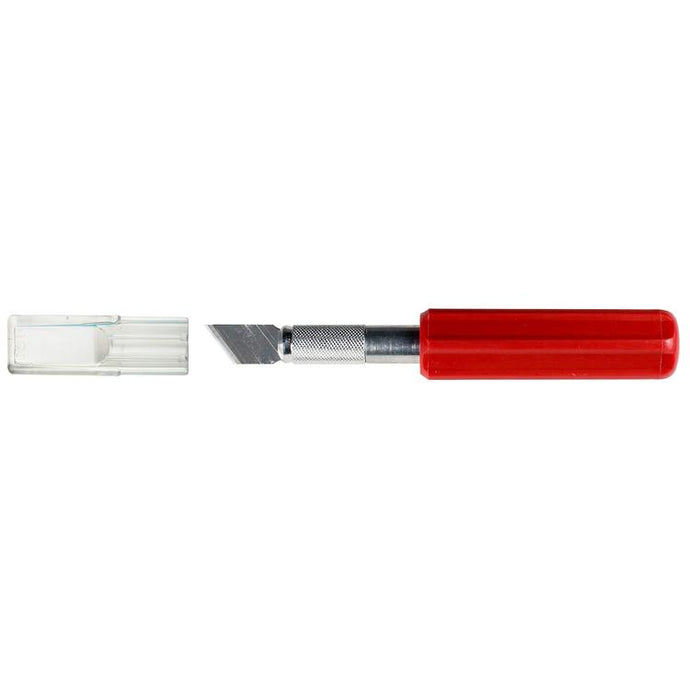 Excel K5 Heavy Duty Plastic Red Handle Knife - Carded w/Safety Cap