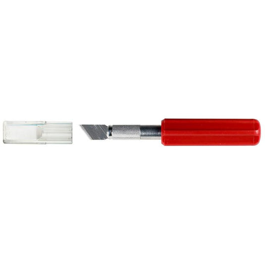 Excel K5 Heavy Duty Plastic Red Handle Knife - Carded w/Safety Cap