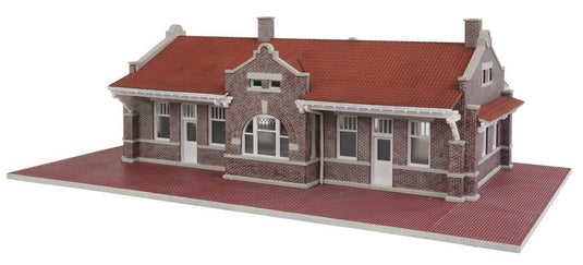 Walthers Cornerstone HO Brick Mission-Style Santa Fe Depot -- Kit - 11-5/16 x 6-7/16 x 3-3/4  28.7 x 16.3 x 9.5cm