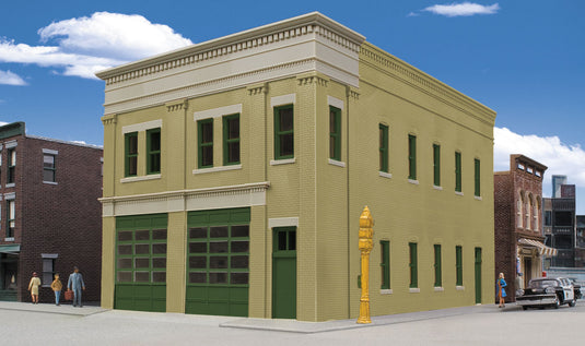 Walthers Cornerstone Two-Bay Fire Station -- Kit - 8 x 4-7/8 x 5-1/2  20.3 x 12.4 x 14cm