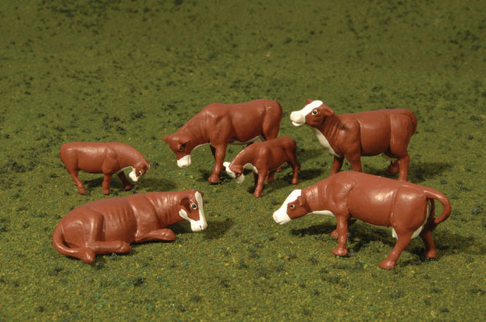 Bachmann HO Cows - SceneScapes - Brown & White pkg(6)