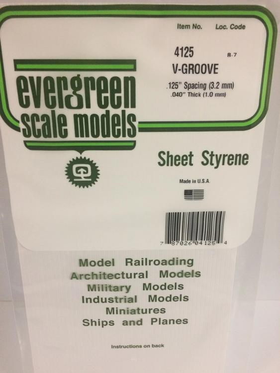 Chargez l&#39;image dans la visionneuse de la galerie, Evergreen Styrene 6 x 12 Styrene Siding Sheet V-Groove .040 Thick -- .125 Spacing
