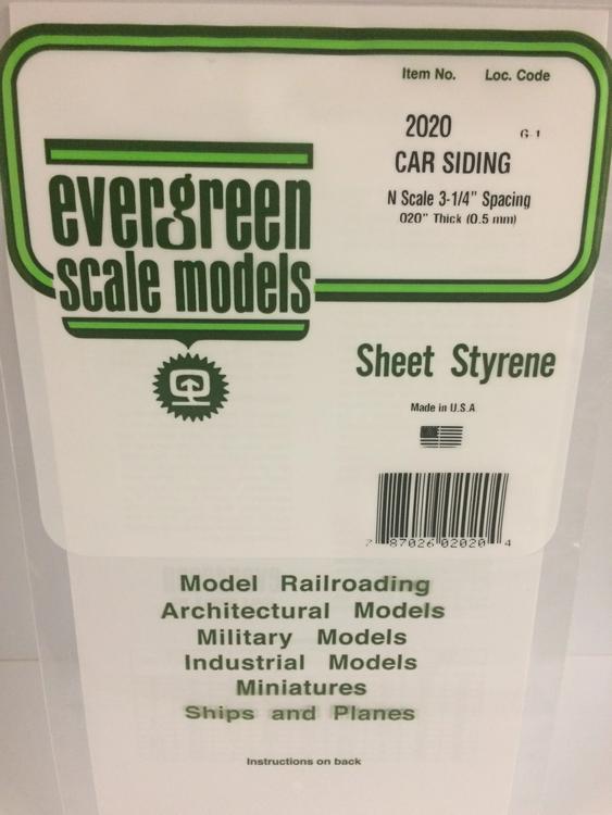 Chargez l&#39;image dans la visionneuse de la galerie, Evergreen Styrene Freight Car Siding - 6 x 12 Sheet; N Scale 3-1/4 Spacing -- .020 Thick
