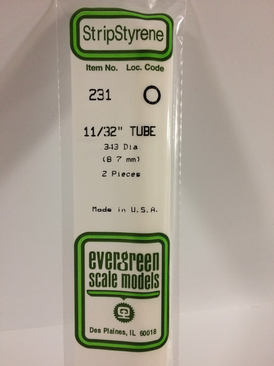 Evergreen Styrene Tube - .344  .87cm Diameter pkg(2)