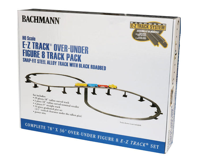 Bachmann HO E-Z Track Over & Under Figure 8 Track Pack w/Pier Set - Steel Alloy - 78 x 36  198.1 x 91.4cm Set Up Size