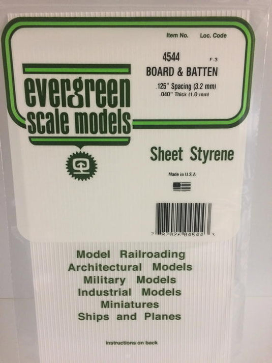 Evergreen Styrene Board & Batten - .125  .32cm