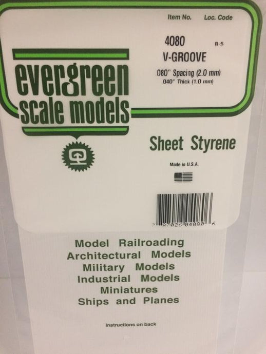 Evergreen 6 x 12 Styrene Siding Sheet V-Groove .040 Thick -- .080 Spacing