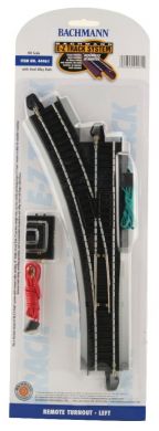 Bachmann HO E-Z Track Turnout w/Steel Rail Track & Black Roadbed - Left Hand Remote