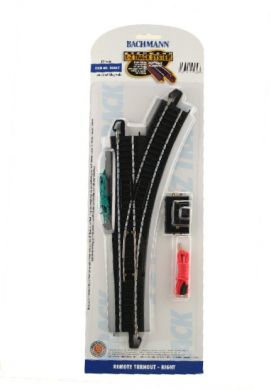 Bachmann HO E-Z Track Turnout w/Steel Rail Track & Black Roadbed Right Hand Remote