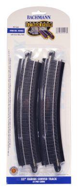 Bachmann HO E-Z Track Curved Track w/Steel Rail & Black Roadbed 22 Radius pkg(4)