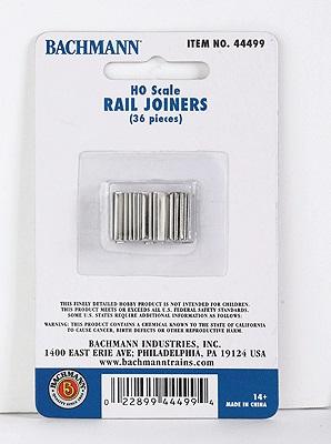 Bachmann HO E-Z Track Accessories - Rail Joiners pkg(36)