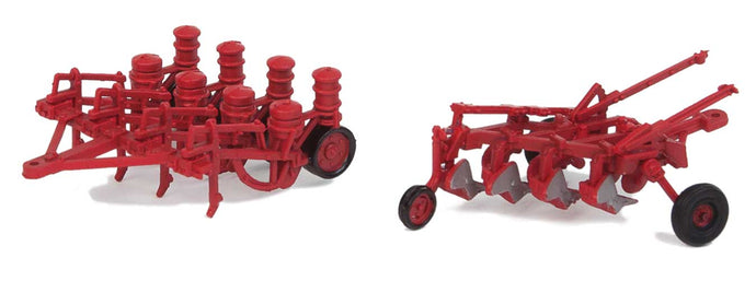 Walthers SceneMaster HO Farm Machinery Plow & Planter - Red