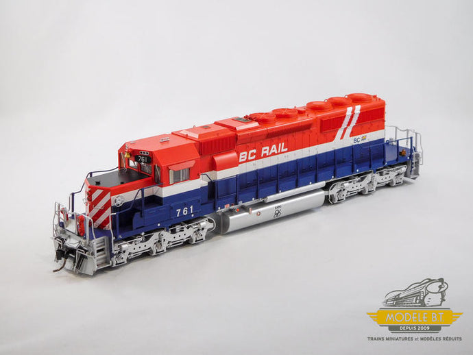 Bowser Executive HO GMD SD40-2 - w/DCC & Sound - BC Rail (Hockey Stick; red white blue) : #761