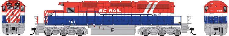 Chargez l&#39;image dans la visionneuse de la galerie, Bowser Executive HO GMD SD40-2 - w/DCC &amp; Sound - BC Rail (Hockey Stick; red white blue) : #767
