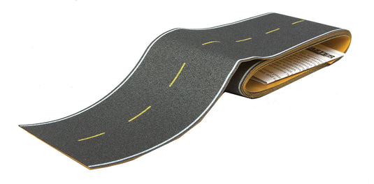 Walthers SceneMaster HO Flexible Self-Adhesive Paved Roadway -- Modern Highways (yellow dashed centerline, white edge markings)