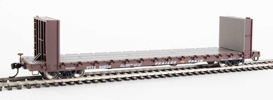 Walthers Mainline HO 60' Pullman-Standard Bulkhead Flatcar (48' IL) - Trailer-Train PTTX #90600 (brown)