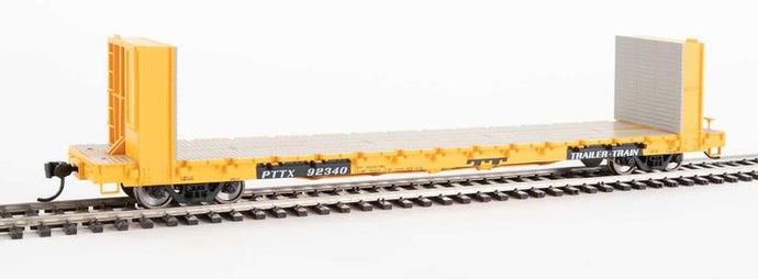 Walthers Mainline HO 60' Pullman-Standard Bulkhead Flatcar (48' IL) - Trailer-Train PTTX #92340 (yellow)