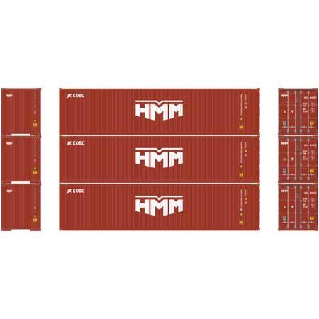 Athearn RTR HO 40' High-Cube Containers,HMM (3)