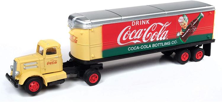 Chargez l&#39;image dans la visionneuse de la galerie, Classic Metal Works White WC22 Tractor with 32&#39; Aerovan Trailer Coca-Cola (Red &amp; Green)
