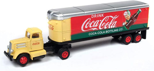 Classic Metal Works White WC22 Tractor with 32' Aerovan Trailer Coca-Cola (Red & Green)