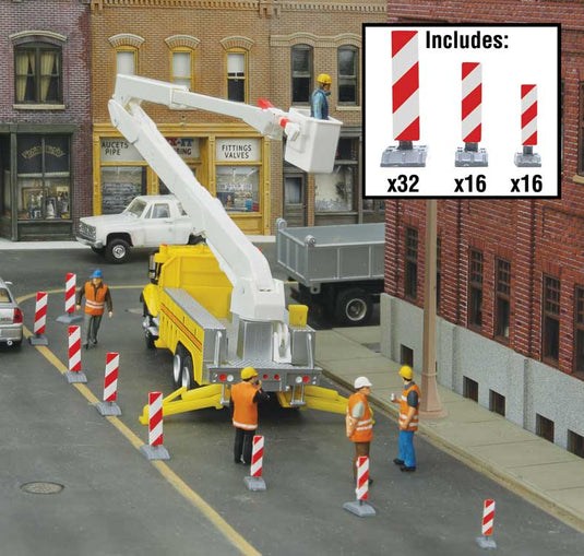 Walthers SceneMaster HO Construction Lane Markers - Kit (white, red stripes)