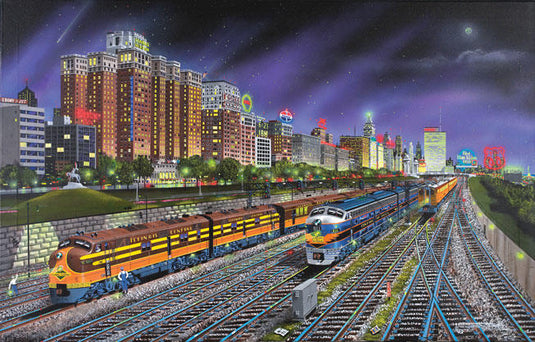 Train Enthusiast Vendors Chicago Nights Puzzle - 1000 Pieces