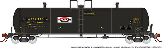 Rapido Trains HO Procor 20K gal. Tank Car: As Delivered Split P Logo - UTLX #47900