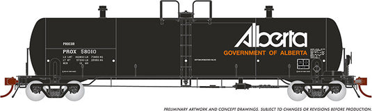 Rapido Trains HO Procor 20K gal. Tank Car: Gov. of Alberta Late - PROX #58010