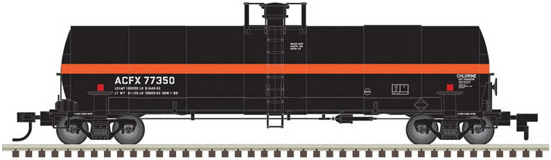 Chargez l&#39;image dans la visionneuse de la galerie, Atlas Master Line ACF 17,360-Gallon Tank Car - ACFX 77347 (black, orange)
