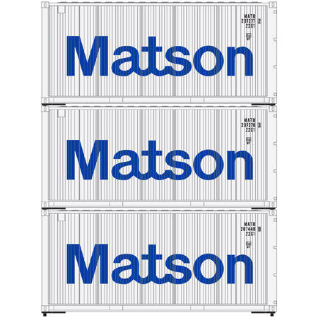 Athearn HO RTR 20' Corrugated Container, Matson (3)