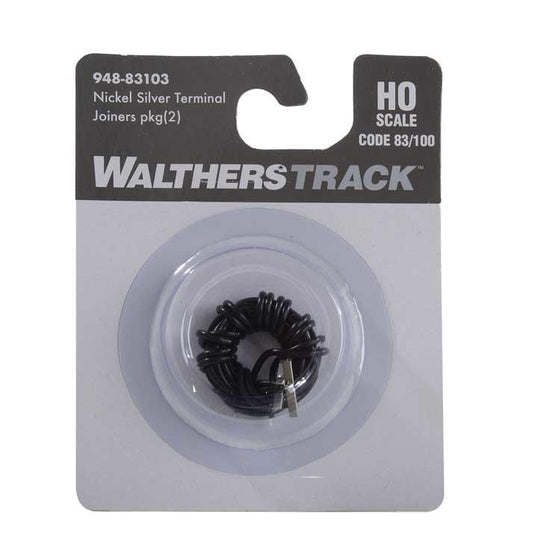 Walthers Track HO Code 83 or 100 Nickel Silver Terminal Joiners pkg(2)