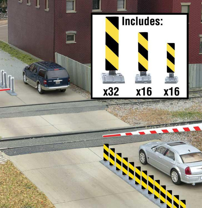 Walthers SceneMaster HO Quiet Crossing Lane Markers - Kit (yellow, black stripes)