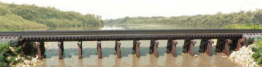 B.T.S.  Wood Estuary Railroad Trestle -- Laser-Cut Wood Kit - 14 x 90 Scale Feet