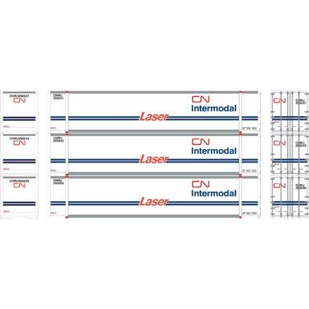 Athearn HO RTR 48' Containers, CN Laser (3)