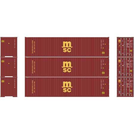 Athearn HO RTR 40' Hi-Cube Containers, MSC (3)