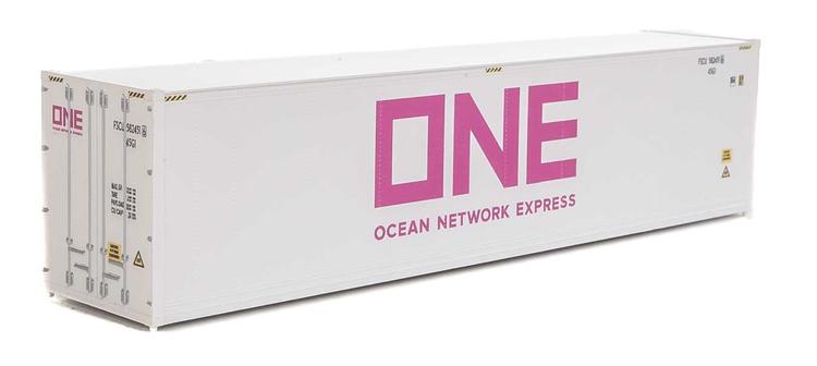 Chargez l&#39;image dans la visionneuse de la galerie, Walthers SceneMaster HO 40&#39; Hi-Cube Smooth-Side Reefer Container - Ocean Network Express - ONE (white, magenta)
