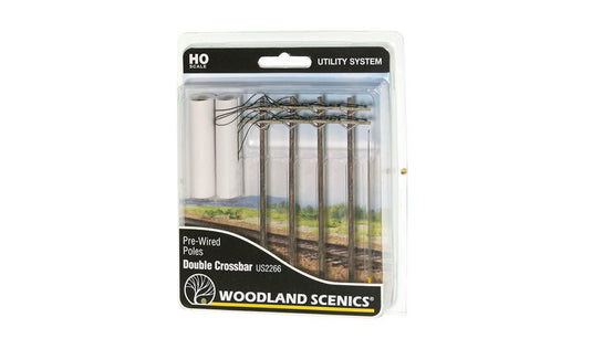 Woodland Scenics Pre-Wired Poles - Utility System - Double-Crossbar