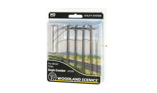 Woodland Scenics Pre-Wired Poles - Utility System - Single-Crossbar