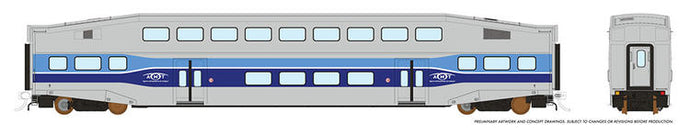 Rapido Trains HO BBD BiLevel Commuter Car - AMT Montreal Single car Unnumbered Car (Decals included)