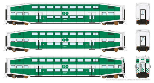 Rapido Trains HO BBD BiLevel Commuter Car - GO Transit 3 car set #2