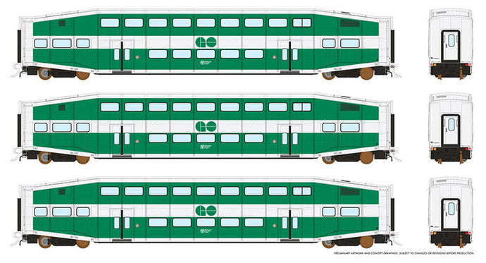 Rapido Trains HO BBD BiLevel Commuter Car - GO Transit 3 car set #3