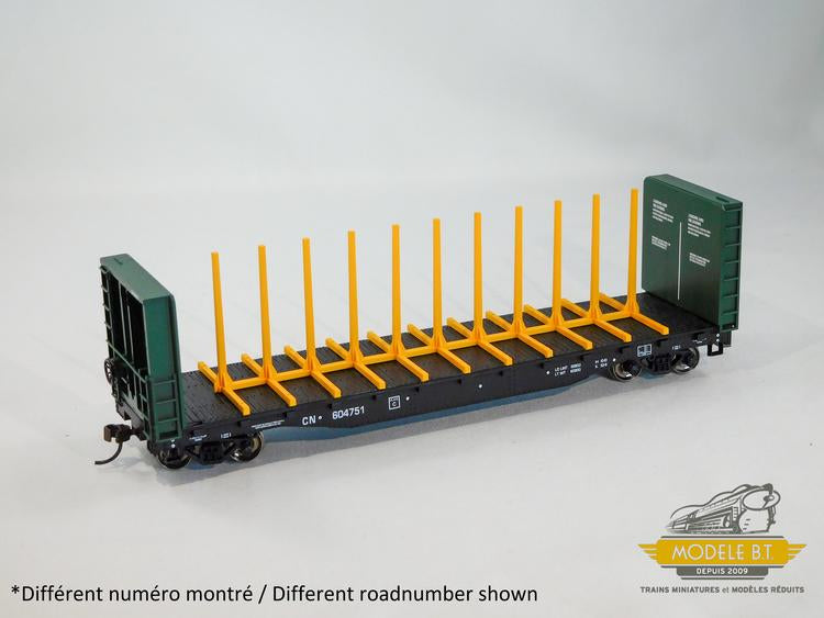 Chargez l&#39;image dans la visionneuse de la galerie, Bachmann HO Center-Beam Flat Car with Bulkheads - CN #604751
