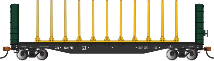 Chargez l&#39;image dans la visionneuse de la galerie, Bachmann HO Center-Beam Flat Car with Bulkheads - CN #604751
