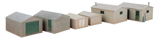 Walthers Cornerstone Metal Yard Shed -- Kit - Set of 2 each of 3 styles